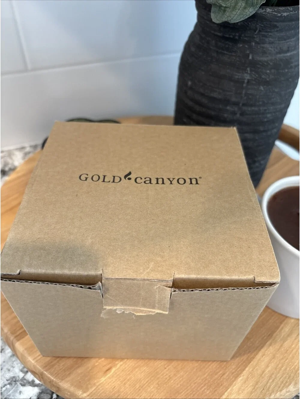 Gold Canyon Cafe Au Lait Candle in Coffee Cup 9 ounce Hazelnut In Box